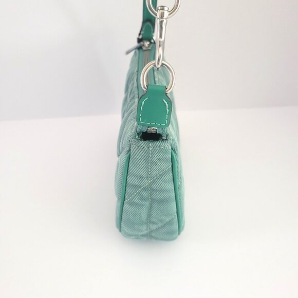 Coach CBK58 Nolita 19 Quilted Denim Small Handbag Clutch Chalk Ivy Green - Picture 3 of 7